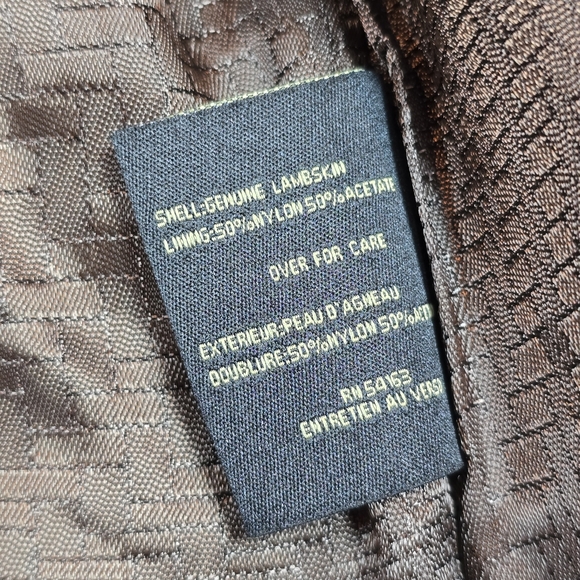 Cole Haan 100% Lambskin Leather Wing Collar Zip Jacket Chocolate Women Sz 14 NWT - Picture 4 of 9